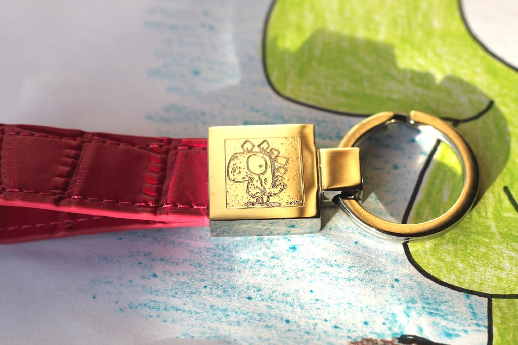 Leather keyring with engraved image